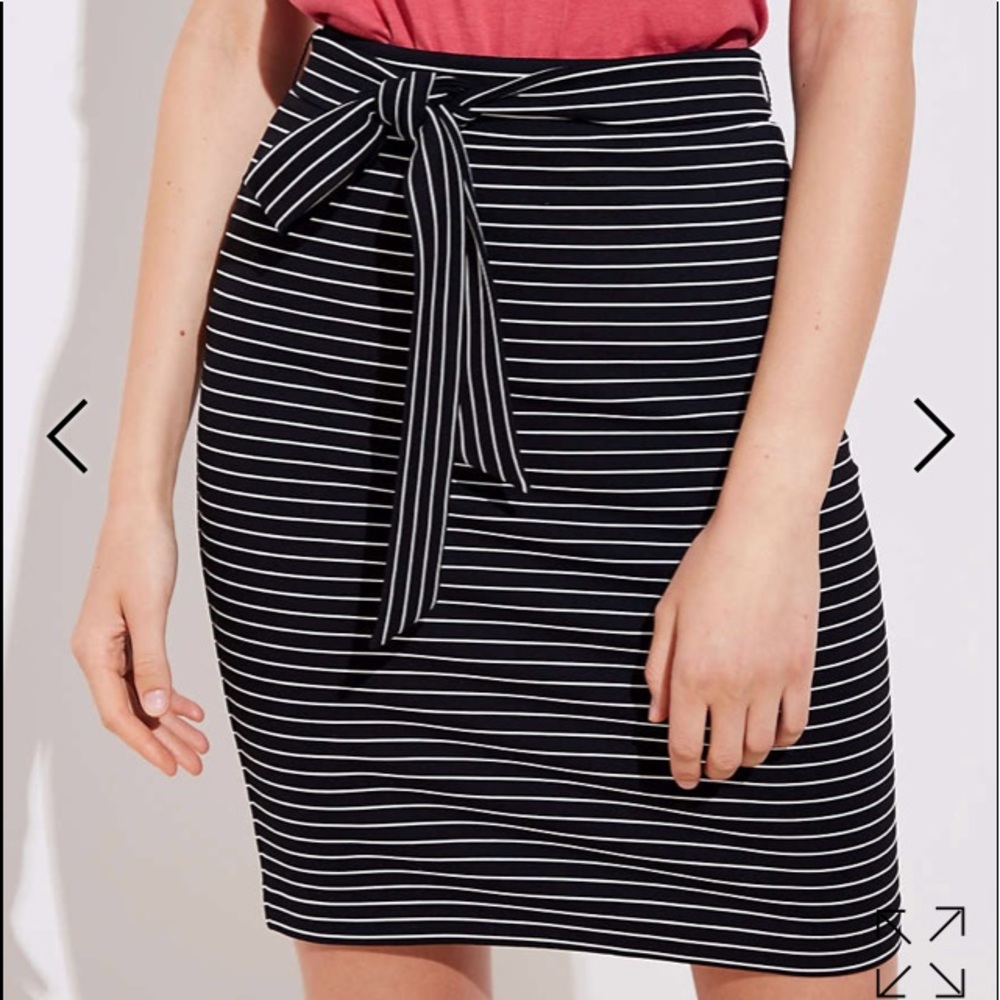 Loft Striped tie waist pencil skirt